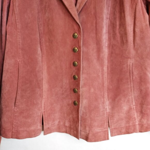 Live a Little Suede Leather Jacket Women's M Rose Pink Snap Front Lined Y2K VTG - Picture 2 of 16